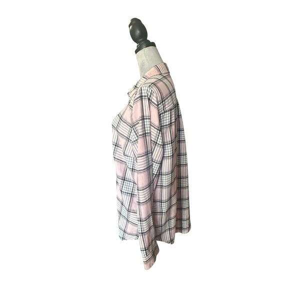 Old Navy‎ Women's Pink Plaid Long Sleeve The Classic Shirt Flannel Size Large - Picture 6 of 7